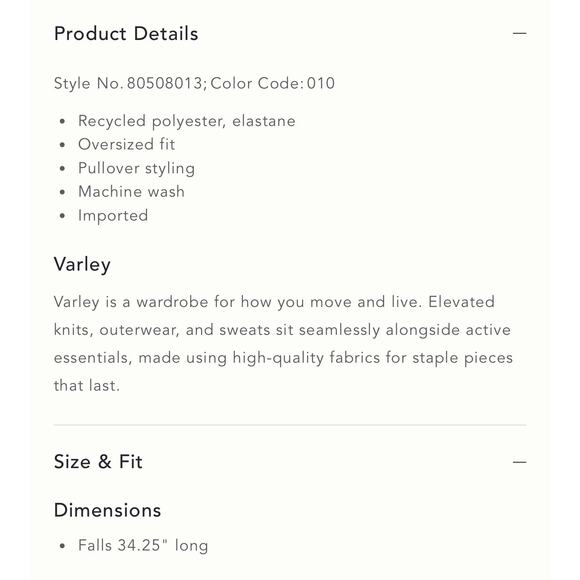 Varley Naples Women's Size Small Oversized Black Knit Mini Dress Minimalist - Picture 6 of 6